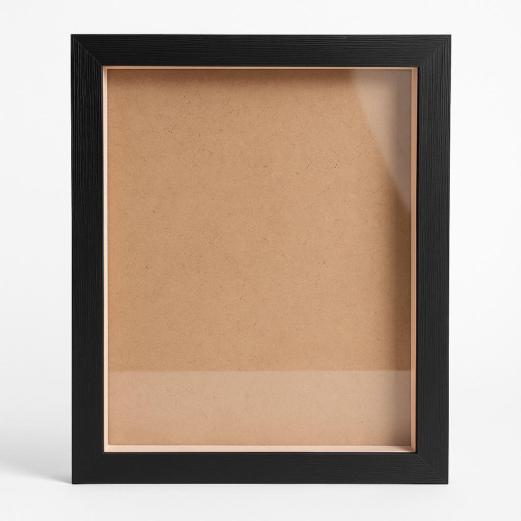 A4 Textured Shadow Box Frame White & Black | 1 Inch Depth Wall Mount Display for 3D Art, Miniatures & Crafts