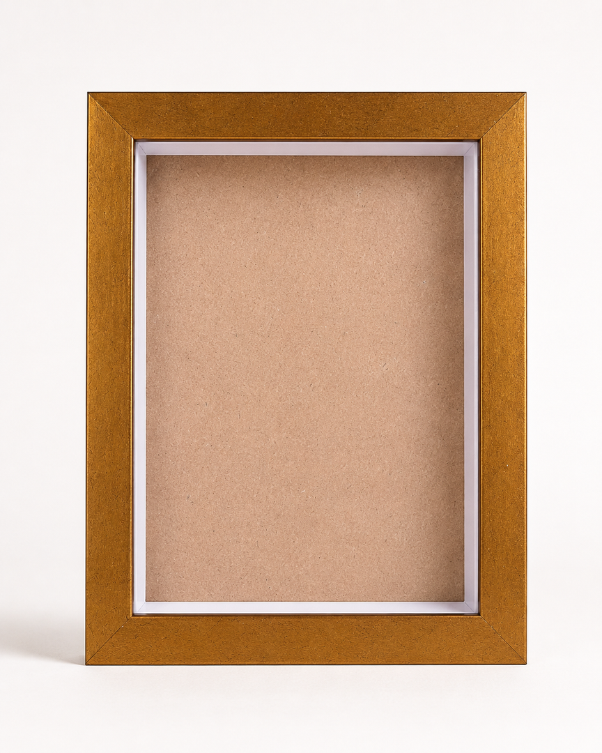 Antique Gold 1-Inch Shadow Box Frame – A5 / 6×8 Inch| Premium 3D Display Frame