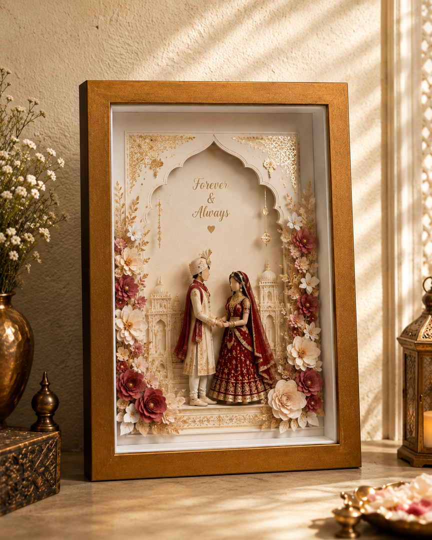 Antique Gold 1-Inch Shadow Box Frame – A4 / 8.3×11.7 Inch | Premium 3D Display Frame