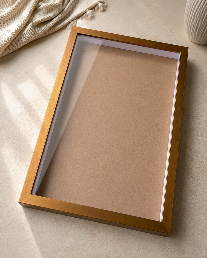Antique Gold 1-Inch Shadow Box Frame – A3 / 11.7×16.5 Inch | Premium 3D Display Frame