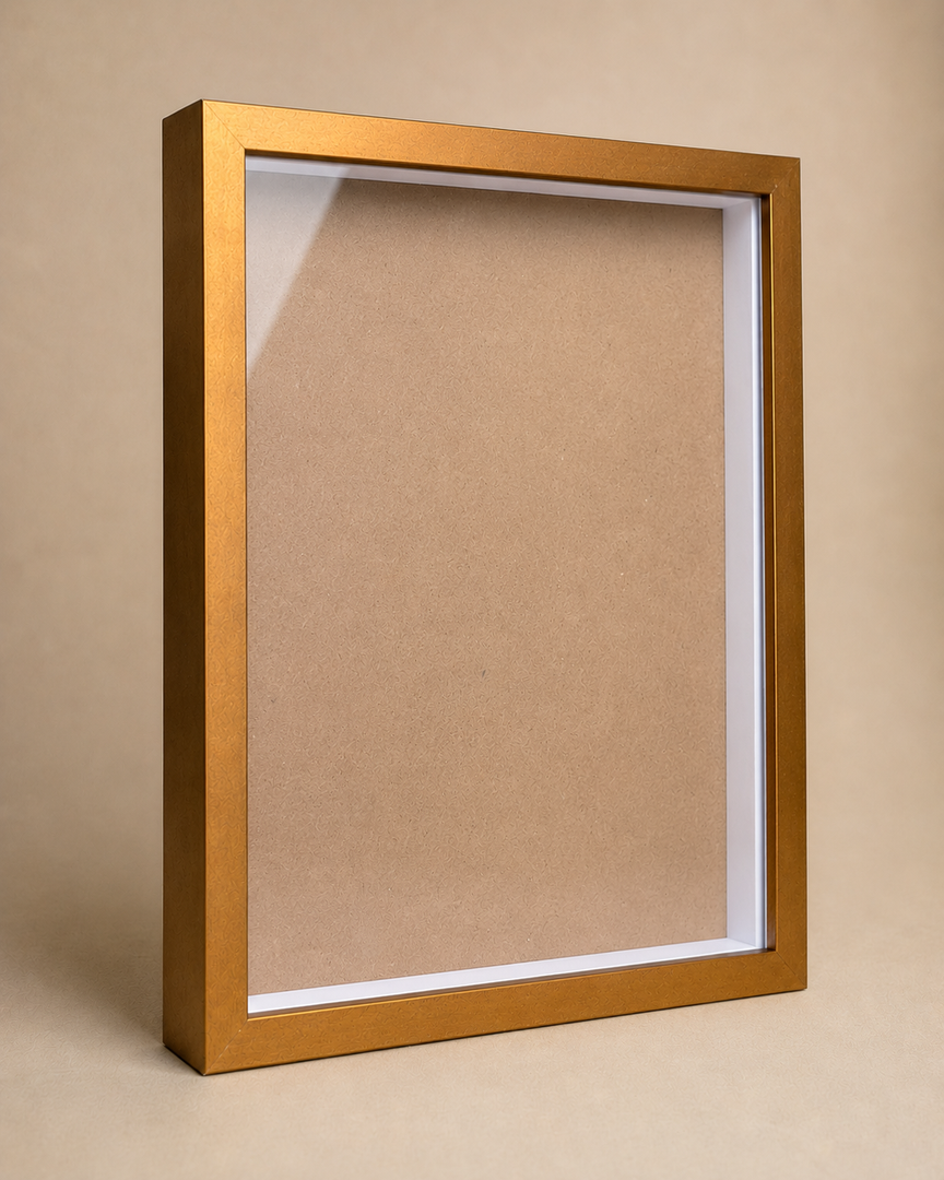 Antique Gold 1-Inch Shadow Box Frame – A4 / 8.3×11.7 Inch | Premium 3D Display Frame