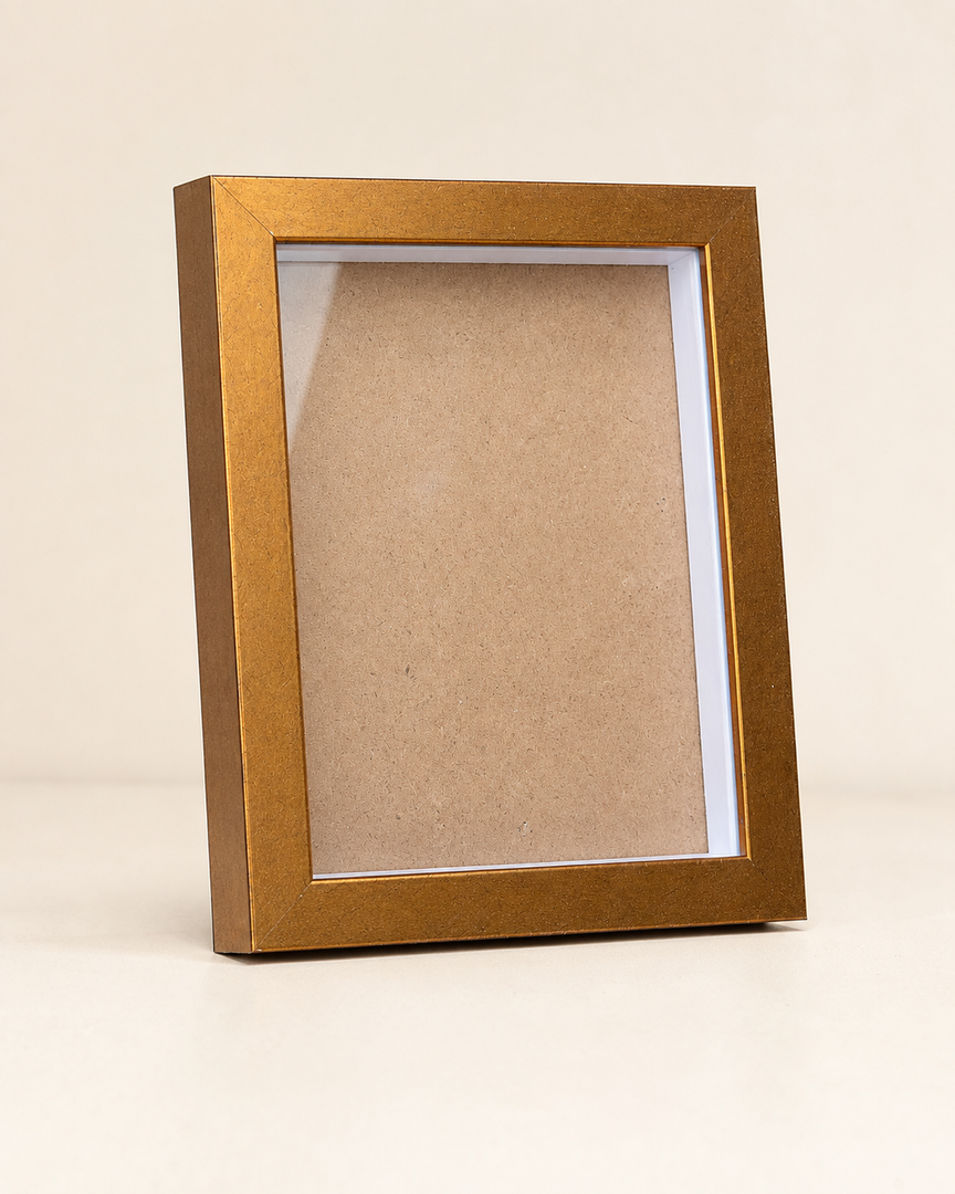 Antique Gold 1-Inch Shadow Box Frame – A5 / 6×8 Inch| Premium 3D Display Frame