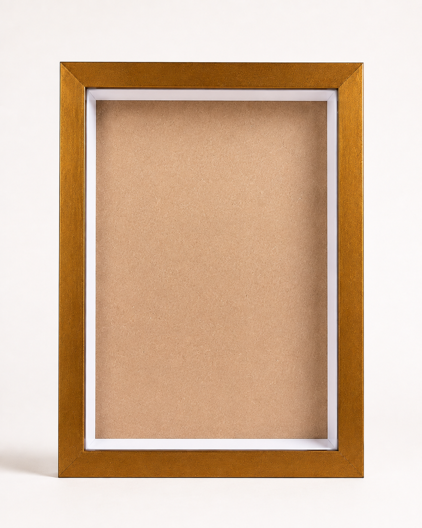 Antique Gold 1-Inch Shadow Box Frame – A4 / 8.3×11.7 Inch | Premium 3D Display Frame