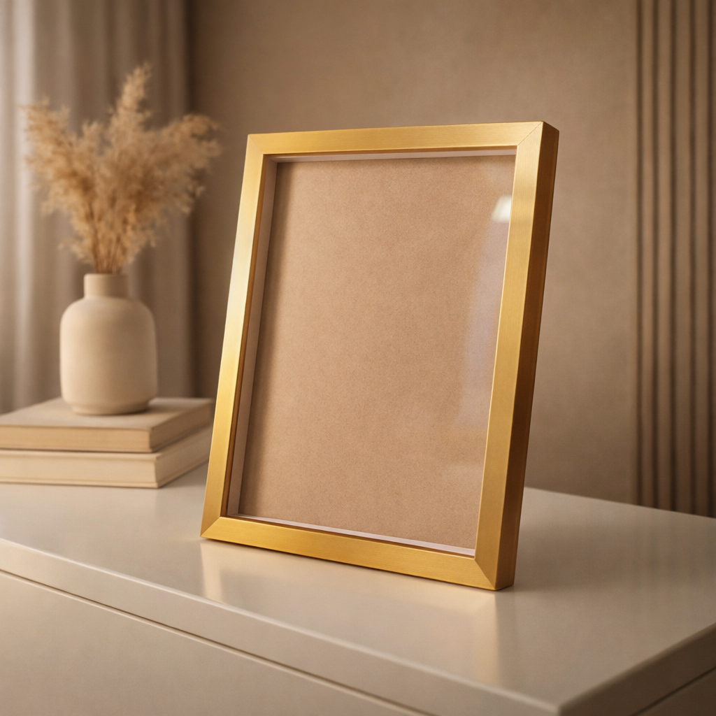 Golden Metallic A4 Shadow Box Frame – 1 Inch Depth(approx) with Acrylic Front