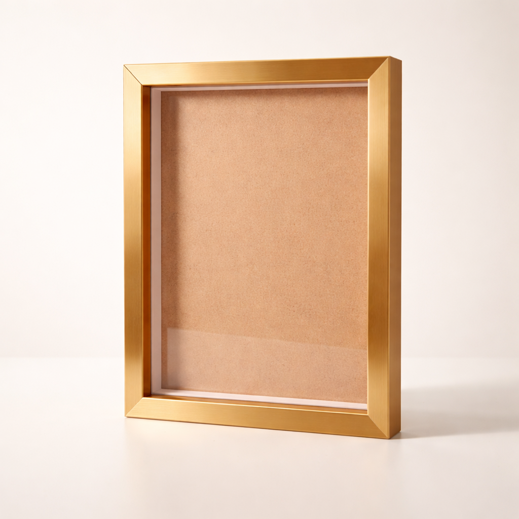 Golden Metallic A4 Shadow Box Frame – 1 Inch Depth(approx) with Acrylic Front