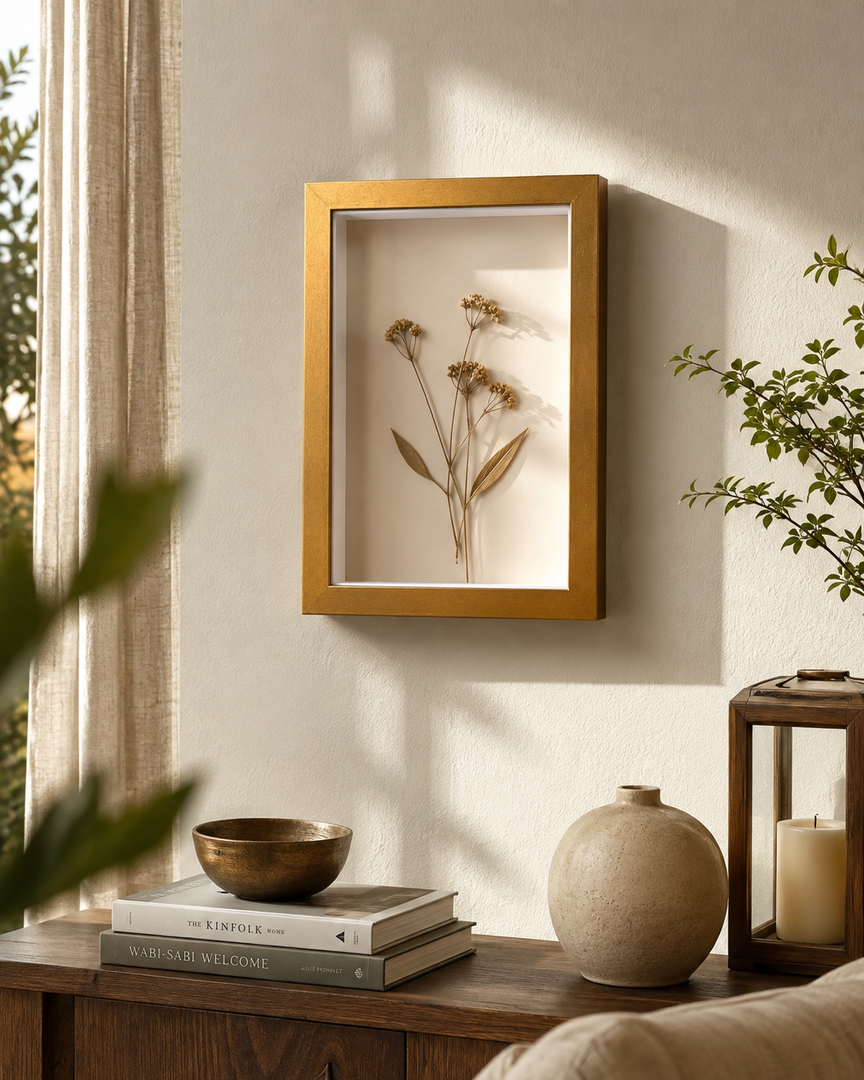 Antique Gold 1-Inch Shadow Box Frame – A5 / 6×8 Inch| Premium 3D Display Frame