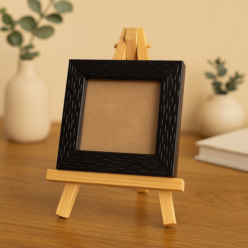 2.5x2.5 Inch Micro Blank Photo Frame | Textured Black & White