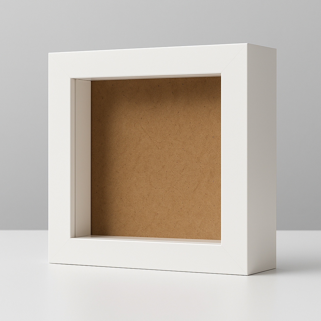 Mini 4x4 Inch Shadow Box Frame (PLAIN WHITE & BLACK) with 1 Inch Depth & Clear Acrylic Front – Ideal for Quilling, Miniatures & Crafts