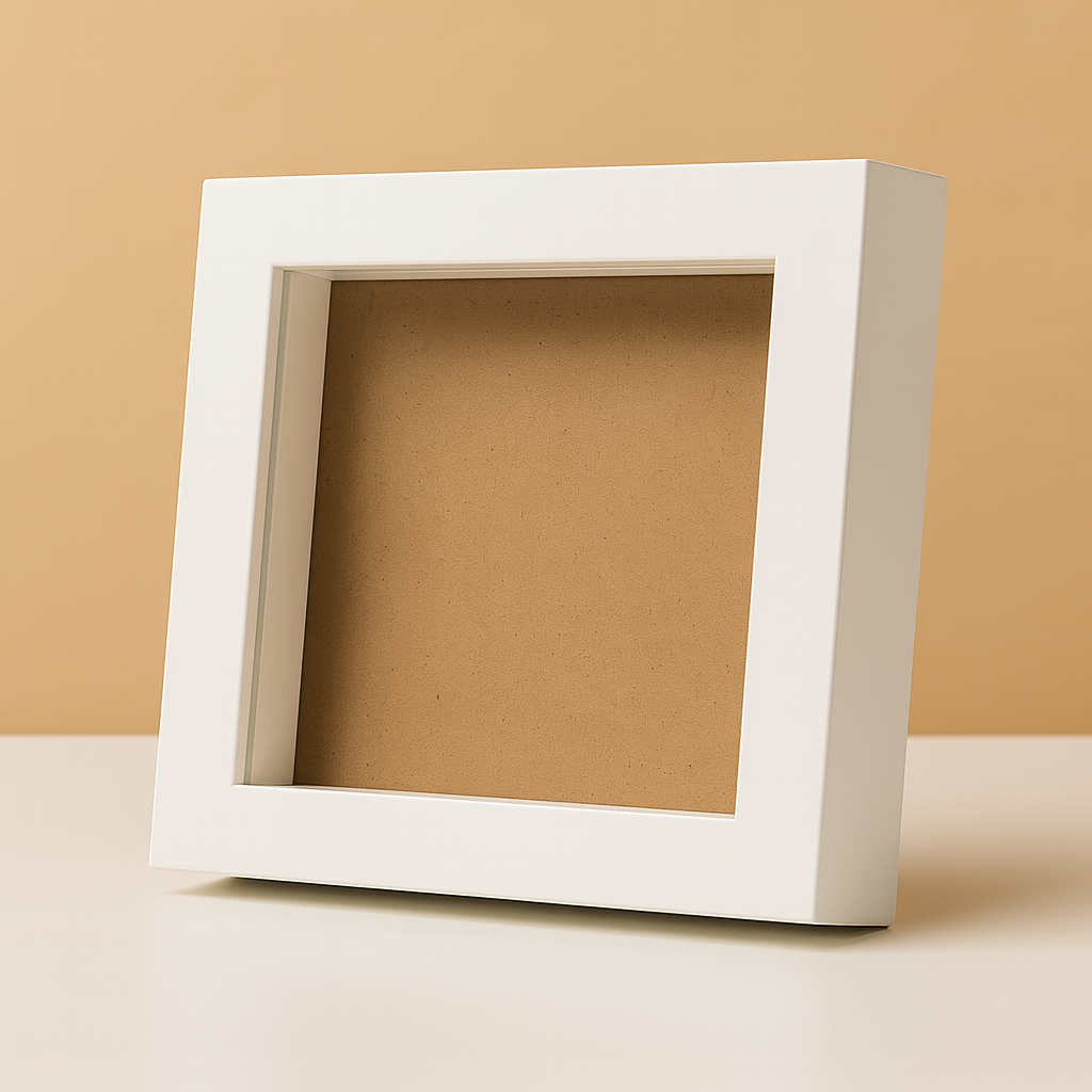 Mini 4x4 Inch Shadow Box Frame (PLAIN WHITE & BLACK) with 1 Inch Depth & Clear Acrylic Front – Ideal for Quilling, Miniatures & Crafts