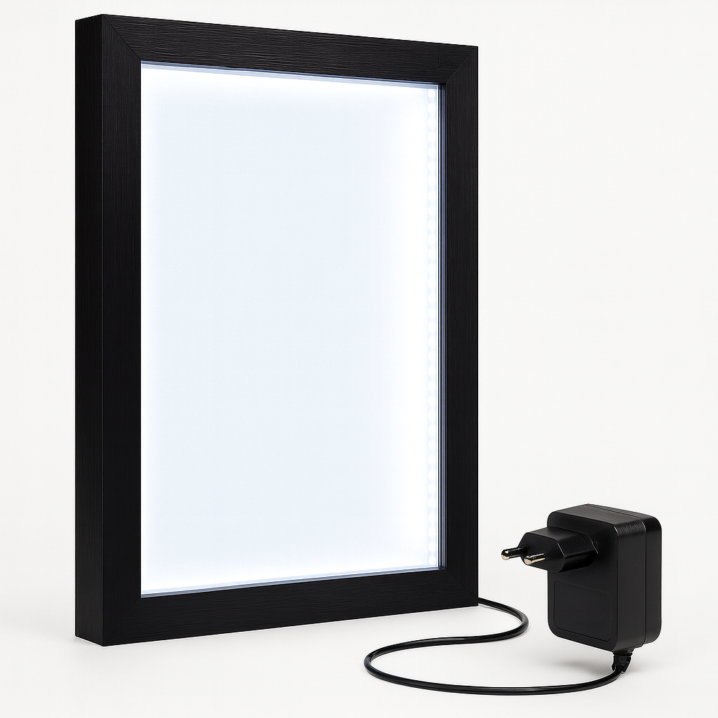 A4 Shadow Box Frame 1 Inch Depth with High Brightness LED With LGP Sheet | Textured Black & White