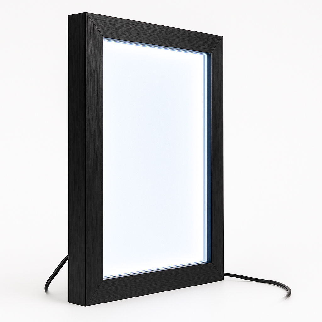 A4 Shadow Box Frame 1 Inch Depth with High Brightness LED With LGP Sheet | Textured Black & White