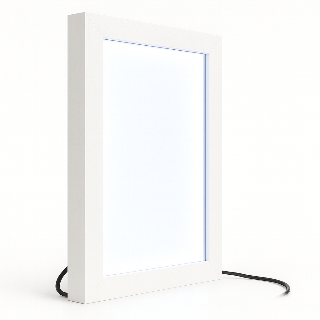 A4 Shadow Box Frame 1 Inch Depth with High Brightness LED With LGP Sheet | Plain Black & White