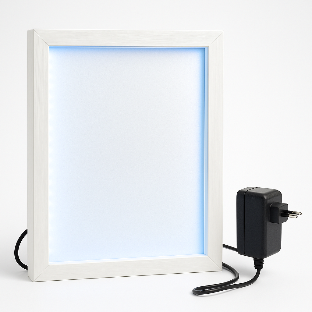 A4 Shadow Box Frame 1 Inch Depth with High Brightness LED With LGP Sheet | Plain Black & White