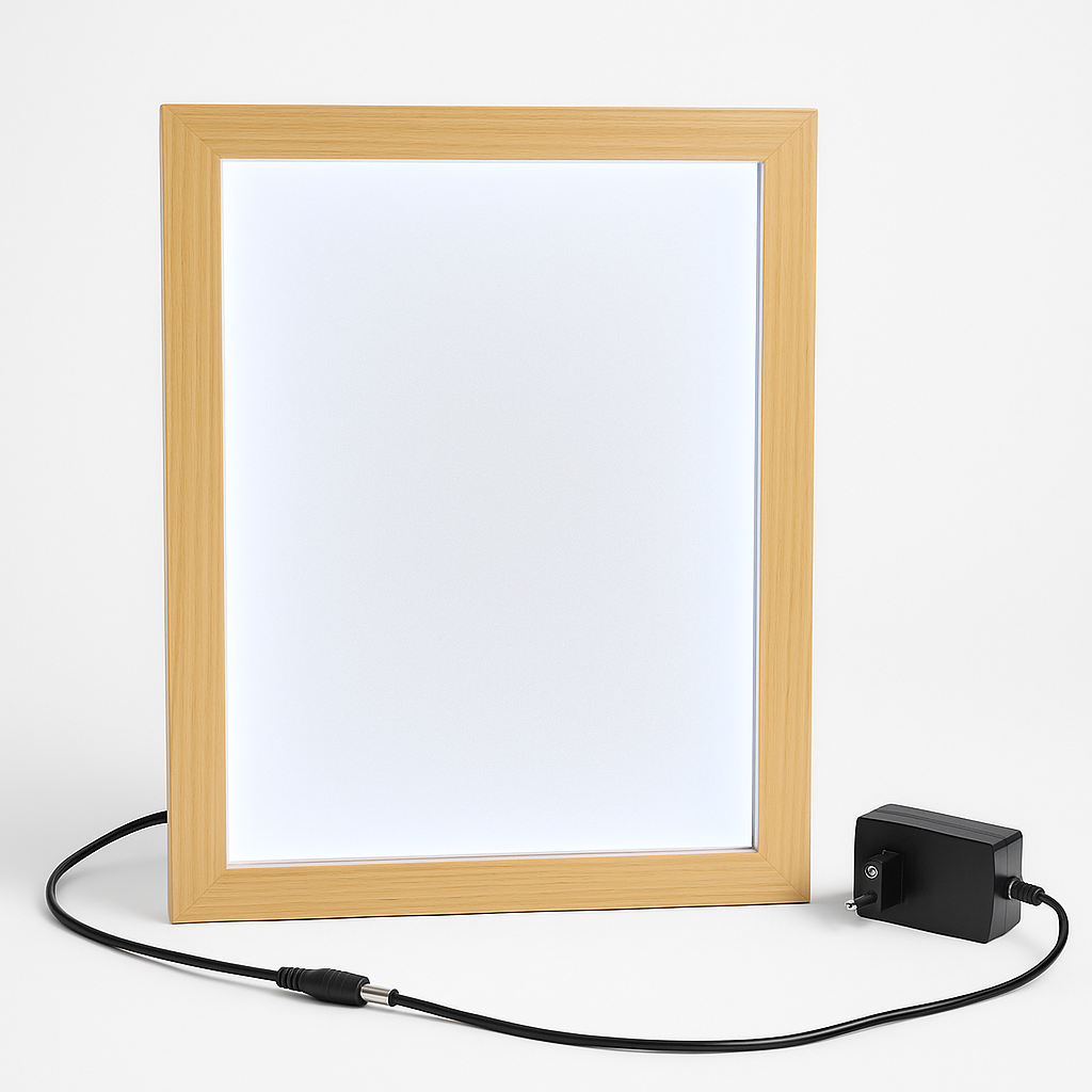 A4 Shadow Box Frame 1 Inch Depth with High Brightness LED With LGP Sheet | Textured & Plain Natural wood Shades