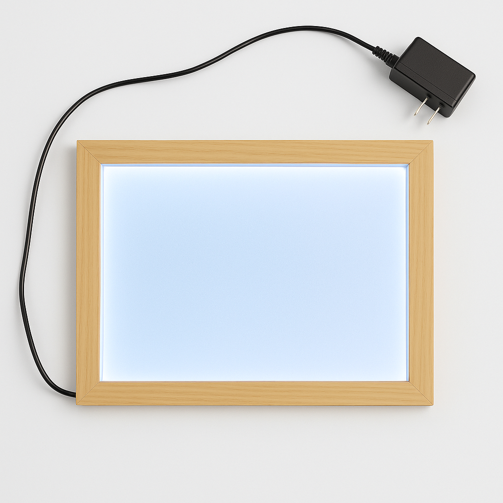 A4 Shadow Box Frame 1 Inch Depth with High Brightness LED With LGP Sheet | Textured & Plain Natural wood Shades