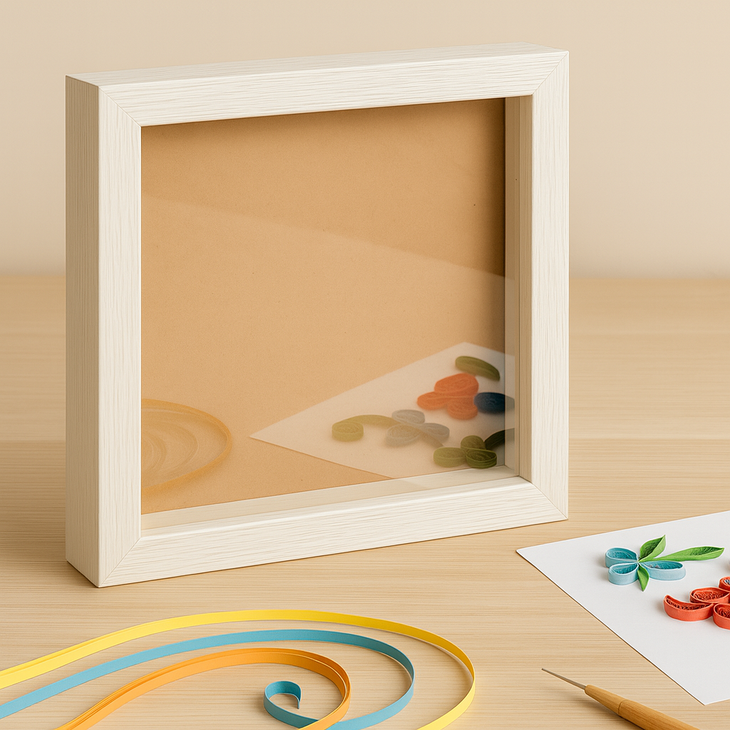 10x10 Inch Shadow Box Frame | Textured White & Black | 1 Inch Depth | for Quilling Art, Miniatures & 3D Art
