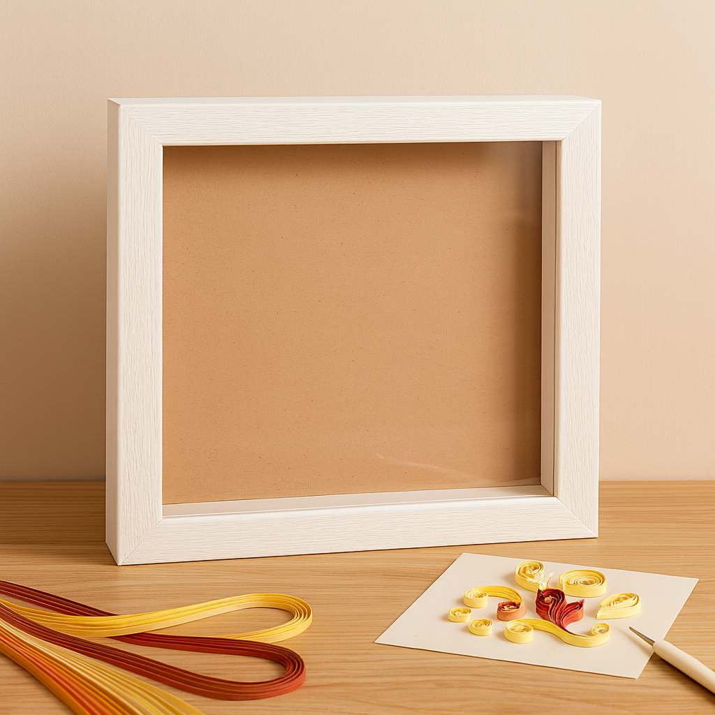 10x10 Inch Shadow Box Frame | Textured White & Black | 1 Inch Depth | for Quilling Art, Miniatures & 3D Art