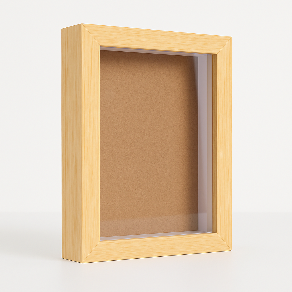 6x8 Inch (A5) Shadow Box Frame ( NATURAL WOOD SHADE ) with 1 Inch Inner Depth – Display for Quilling, Diecast Cars & Miniatures