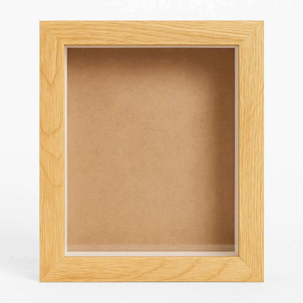 6x8 Inch (A5) Shadow Box Frame ( TEXTURED NATURAL WOOD SHADE ) with 1 Inch Inner Depth – Display for Quilling, Diecast Cars & Miniatures