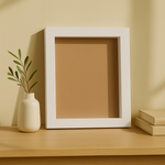 Load image into Gallery viewer, 6x8 Inch (A5) Shadow Box Frame ( PLAIN WHITE ) with 1 Inch Inner Depth – Display for Quilling, Diecast Cars &amp; Miniatures
