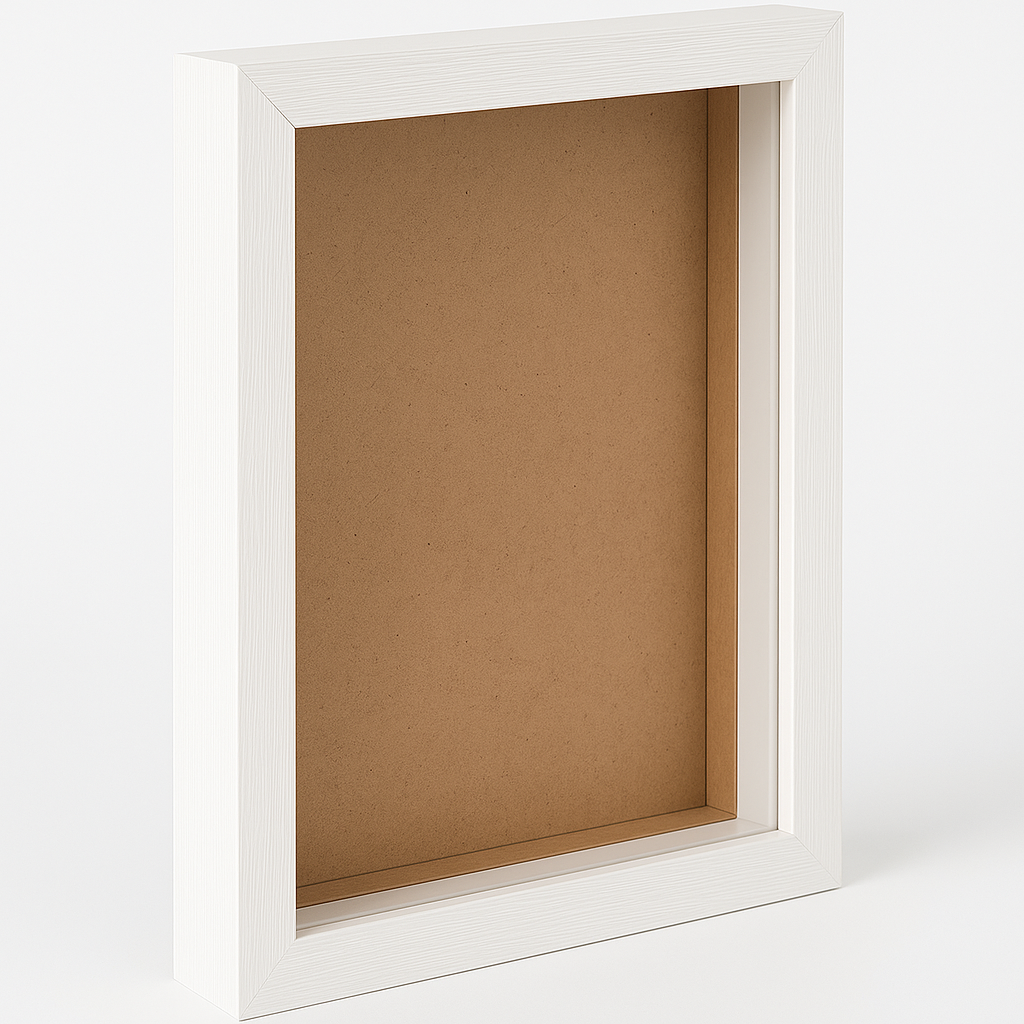 A4 Textured Shadow Box Frame White & Black | 1 Inch Depth Wall Mount Display for 3D Art, Miniatures & Crafts