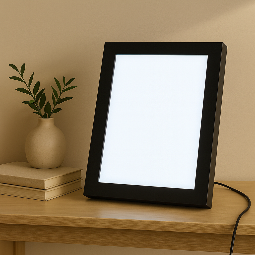 A4 Shadow Box Frame 1 Inch Depth with High Brightness LED With LGP Sheet | Plain Black & White