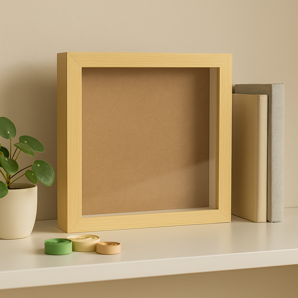 10x10 Inch Shadow Box Frame | Natural Wood Shade | 1 Inch Depth | for Quilling Art, Miniatures & 3D Art