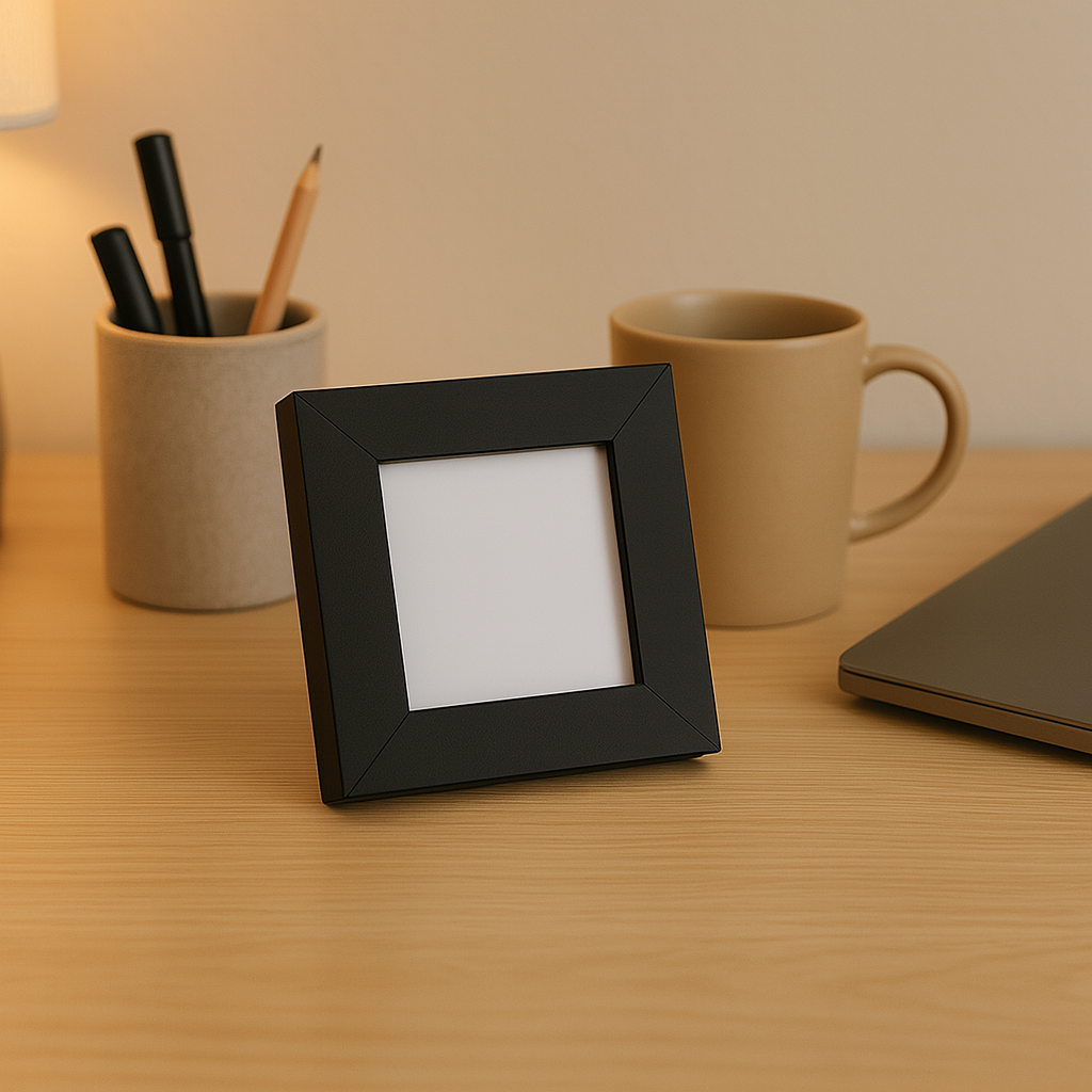 2.5x2.5 Inch ( With Stand ) Micro Blank Photo Frame | Plain Black