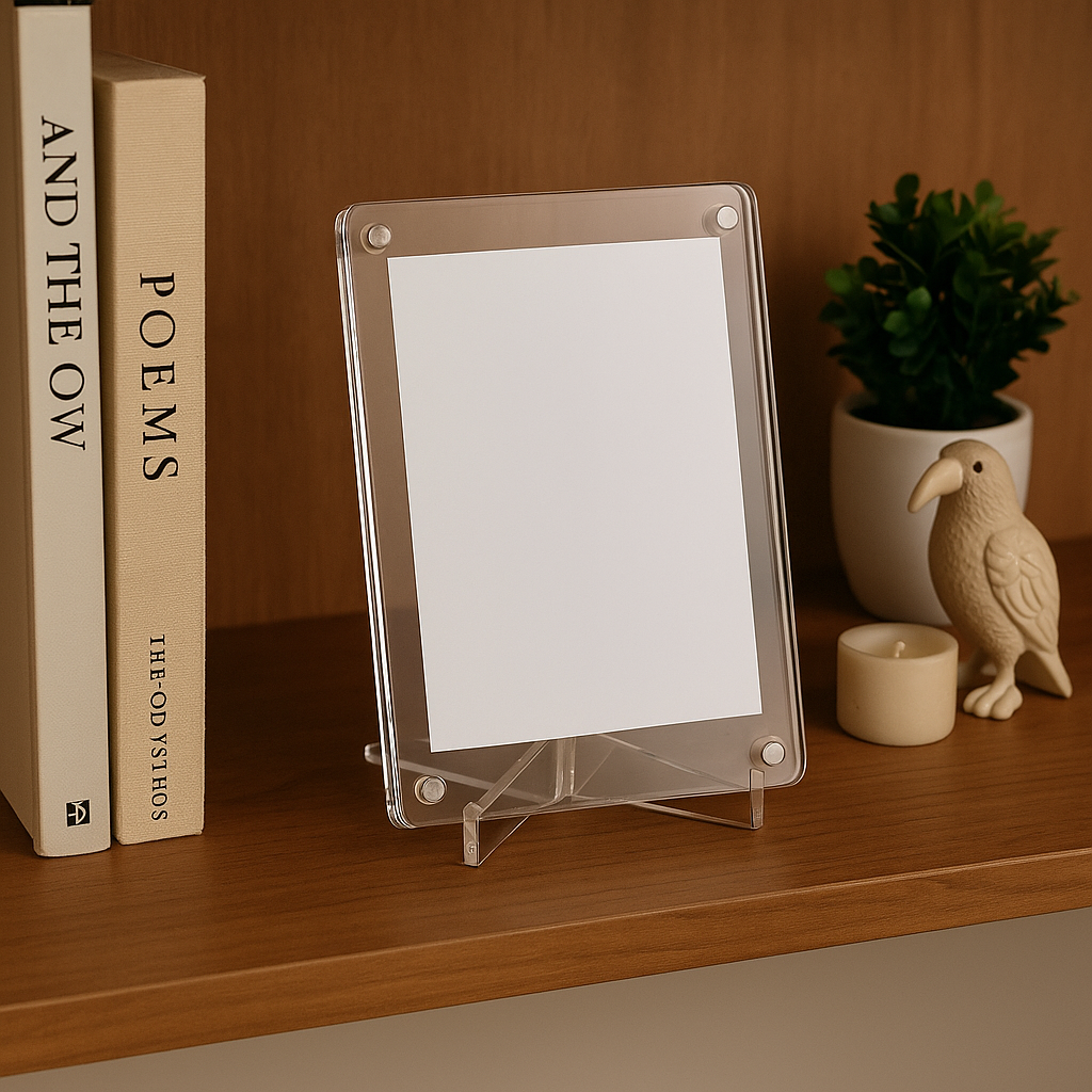 4x6 Inch / A6 Magnetic Polaroid Acrylic Frame with Tabletop Stand | Fridge Magnet & Desk Display