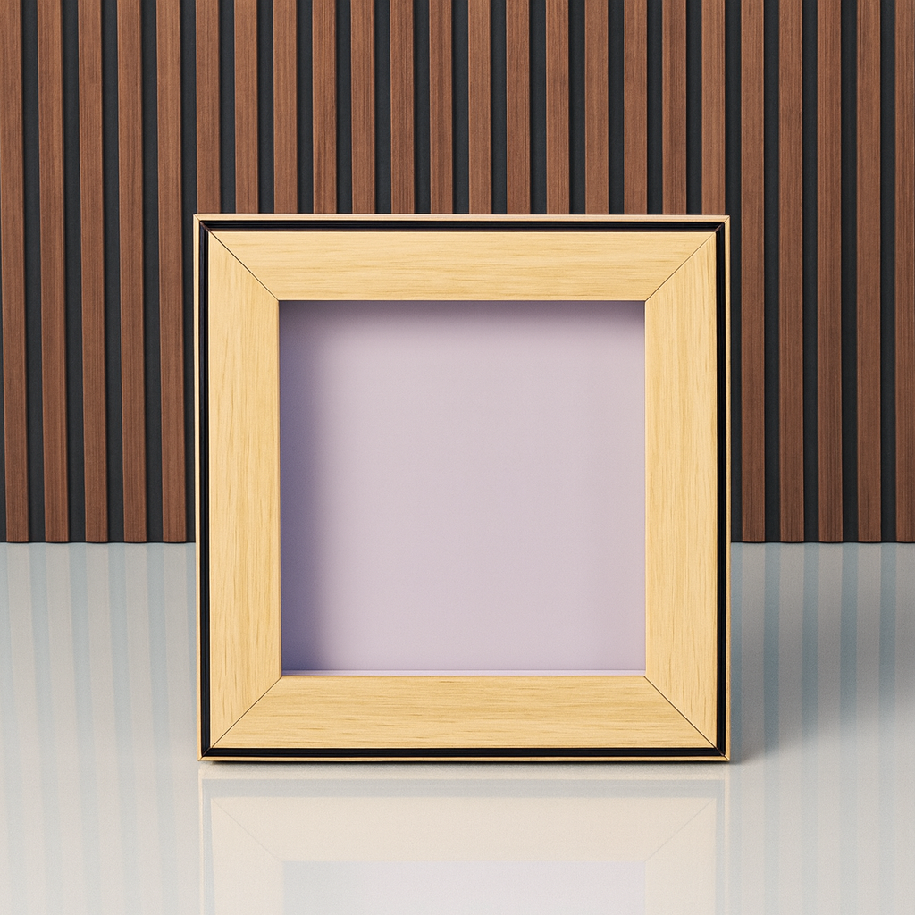 4x4 Inch 1 Inch depth shadow box frame | Step Natural Wood Shade | Stand with wall mount hooks