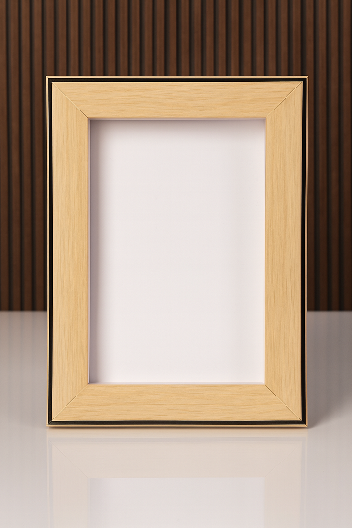 4x6/A6 Inch 1 Inch depth shadow box frame | Step Natural Wood Shade | Stand with wall mount hooks