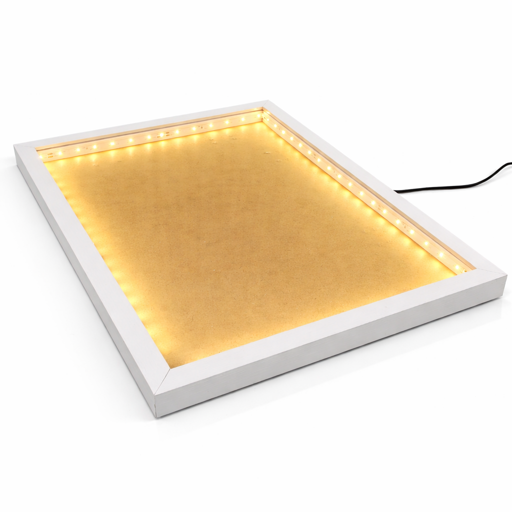 A3 1 Inch Depth LED Shadow Box Frame | Textured White & Black