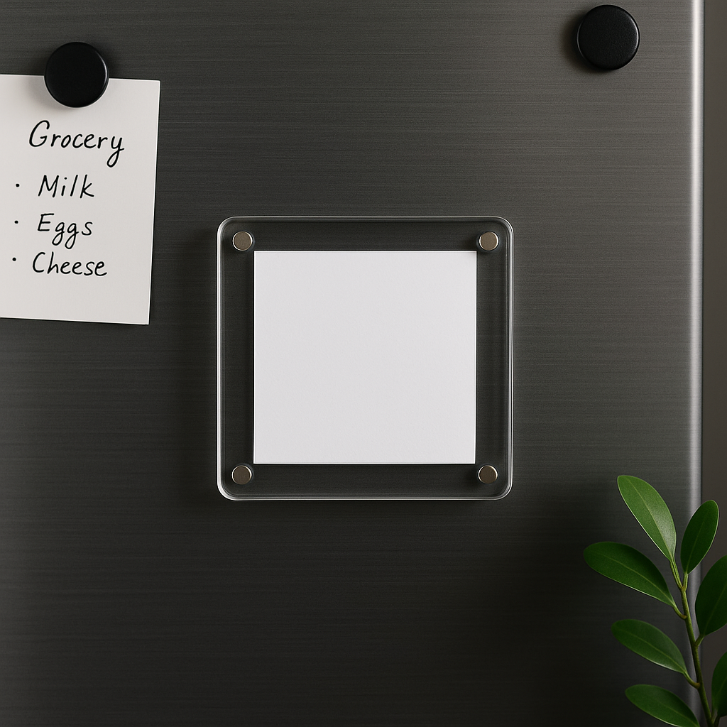 3x3 Inch Magnetic Polaroid Acrylic Frame – Clear Square Photo Frame for Fridge Magnets & Custom Gifting