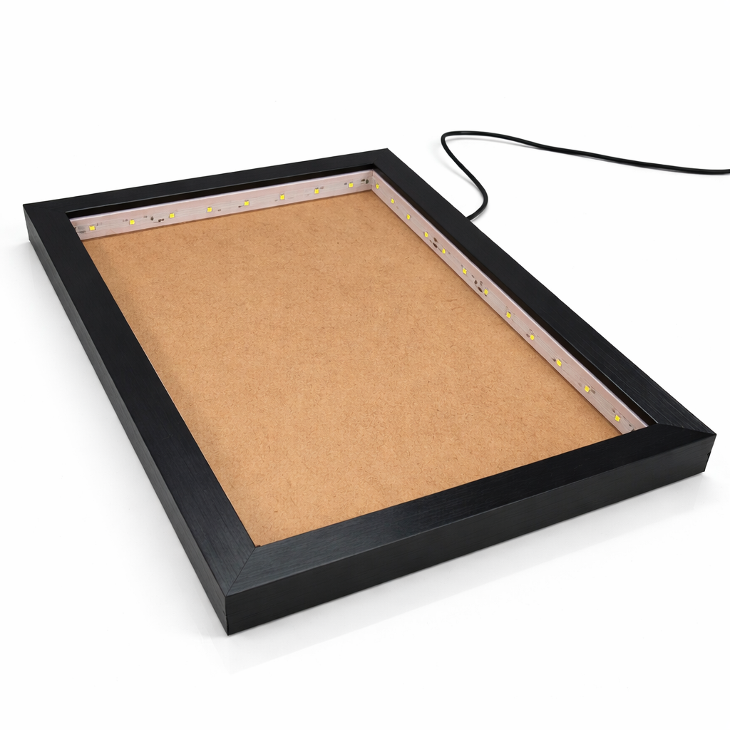 A4 1 Inch Depth LED Shadow Box Frame | Textured White & Black